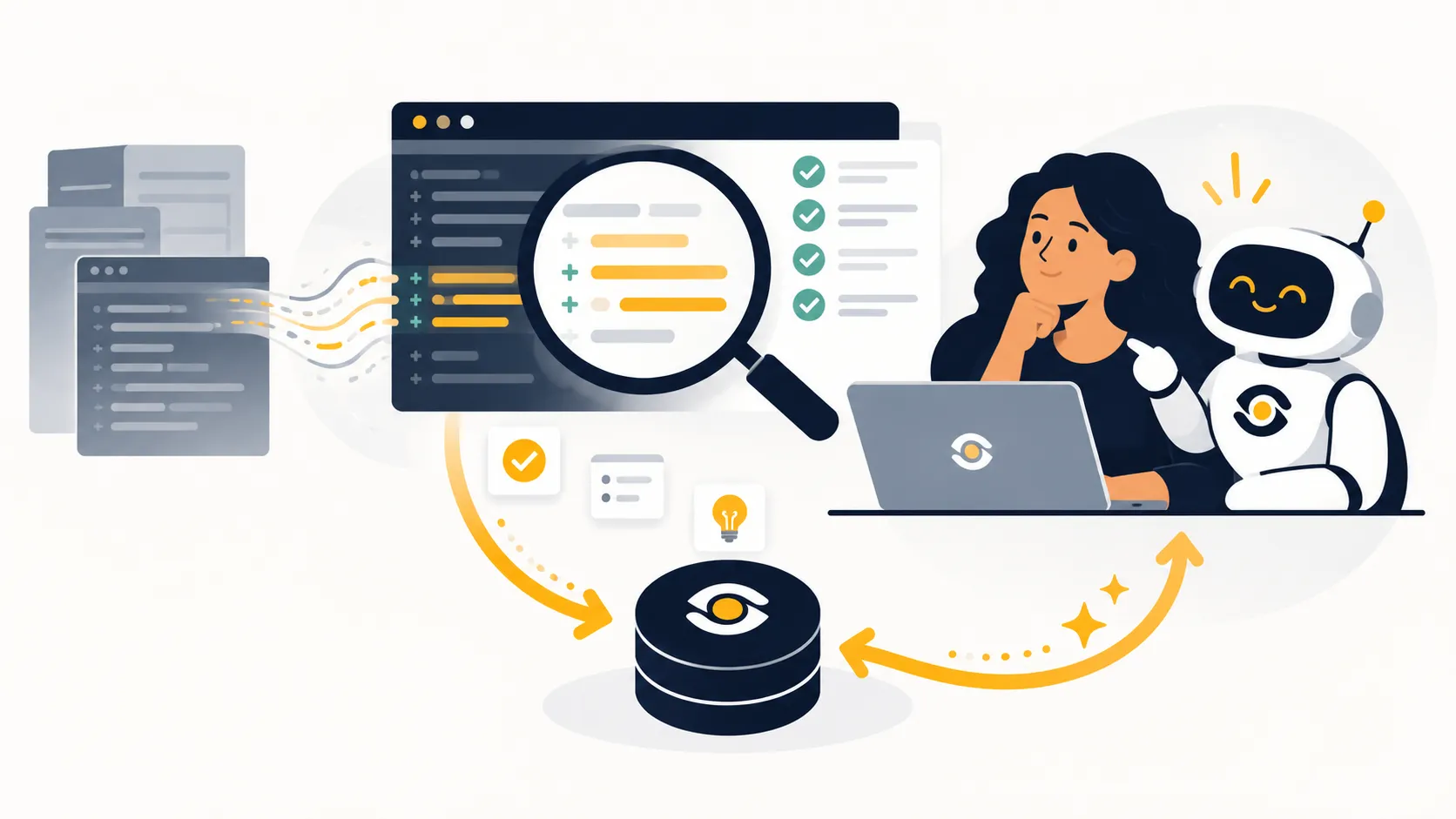 Learning from each change returns as context for the next one