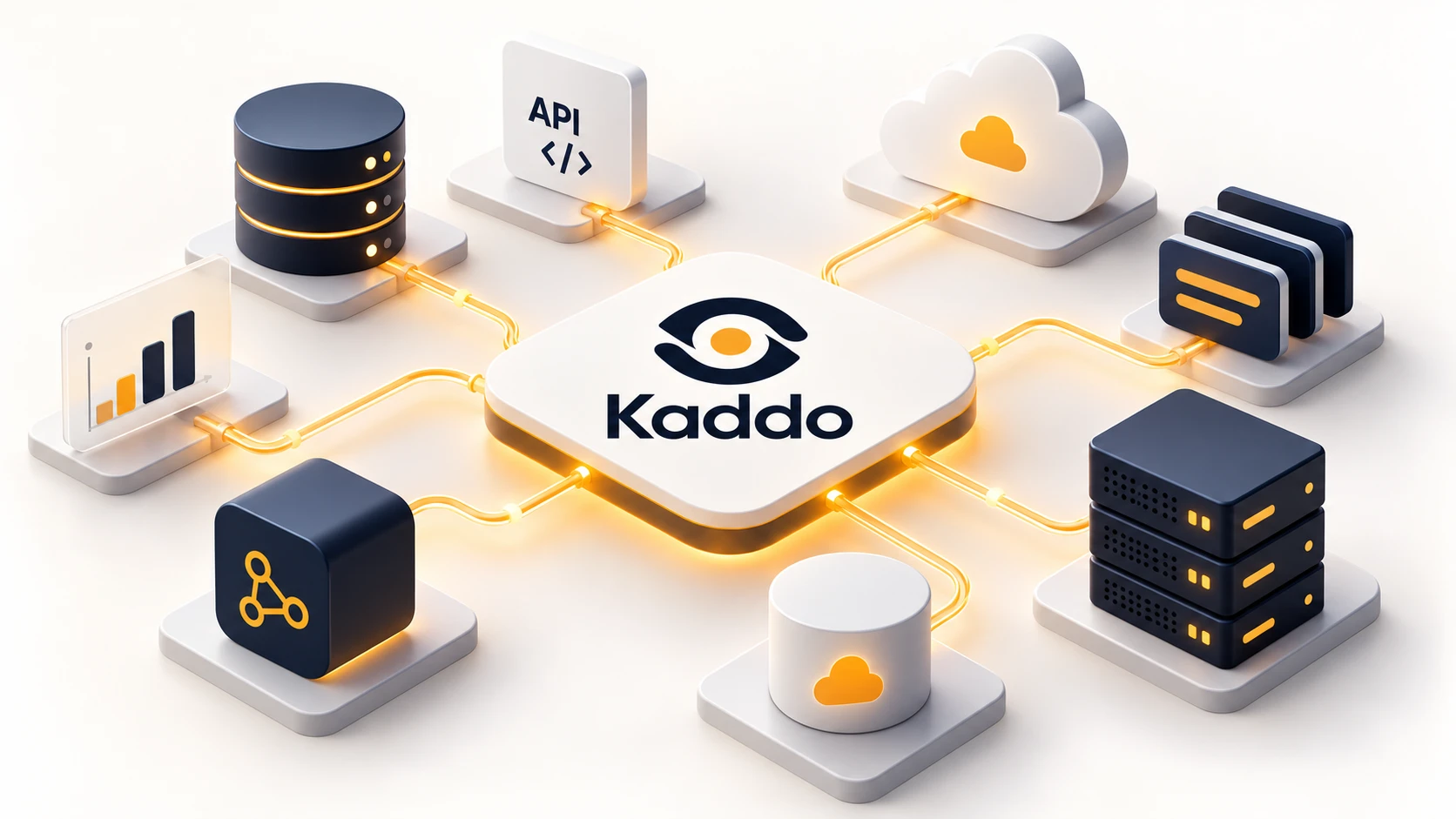 Isometric services and resources connected as part of a Kaddo system map.